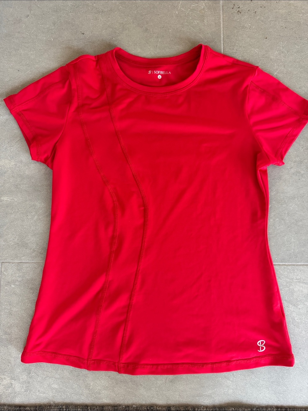 SOFIA BELLA Women's Bright Red Short-Sleeve Performance Tee